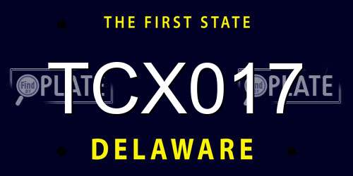 TCX017 Delaware License Plate