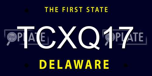 TCXQ17 Delaware License Plate