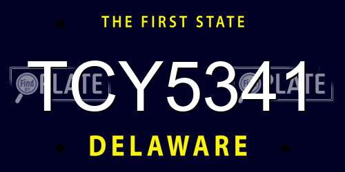 TCY5341 Delaware License Plate