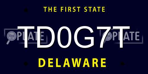 TD0G7T Delaware License Plate
