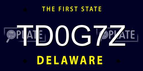 TD0G7Z Delaware License Plate