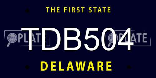TDB504 Delaware License Plate