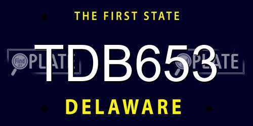TDB653 Delaware License Plate