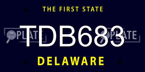 TDB683 Delaware License Plate