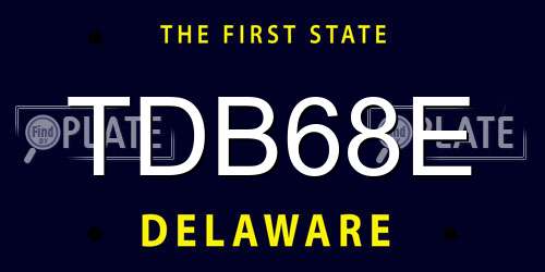 TDB68E Delaware License Plate