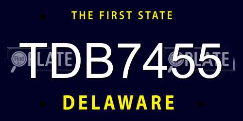 TDB7455 Delaware License Plate