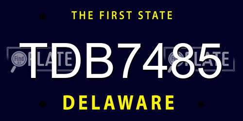 TDB7485 Delaware License Plate