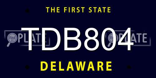 TDB804 Delaware License Plate