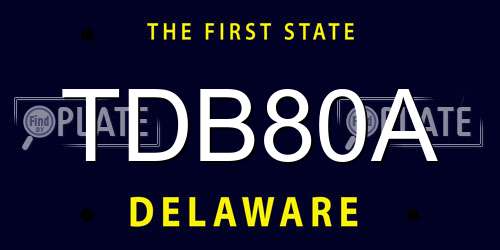 TDB80A Delaware License Plate