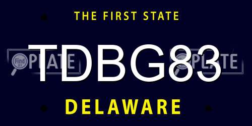 TDBG83 Delaware License Plate