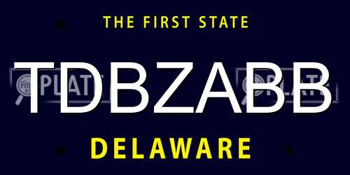 TDBZABB Delaware License Plate