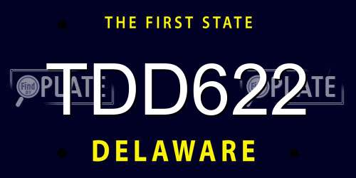 TDD622 Delaware License Plate