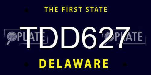 TDD627 Delaware License Plate