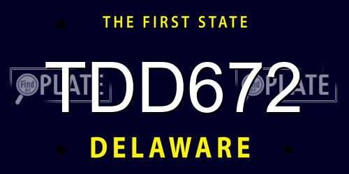 TDD672 Delaware License Plate