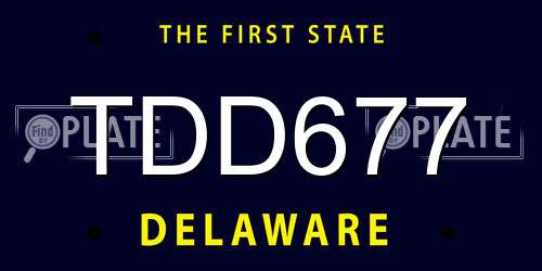 TDD677 Delaware License Plate