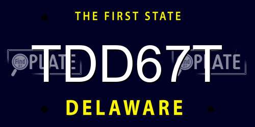TDD67T Delaware License Plate