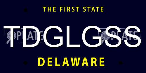 TDGLGSS Delaware License Plate