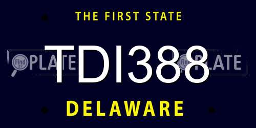 TDI388 Delaware License Plate