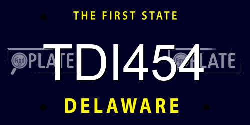 TDI454 Delaware License Plate