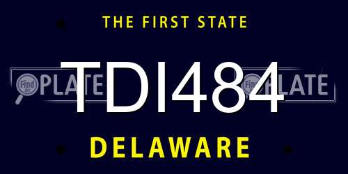 TDI484 Delaware License Plate