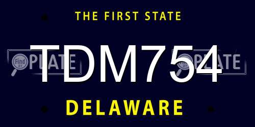 TDM754 Delaware License Plate
