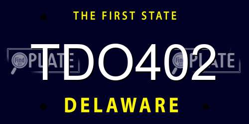 TDO402 Delaware License Plate