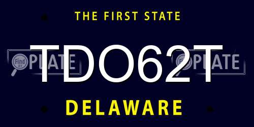 TDO62T Delaware License Plate