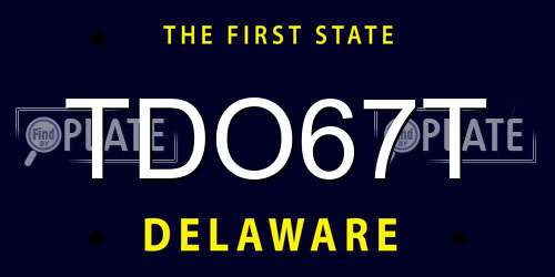 TDO67T Delaware License Plate