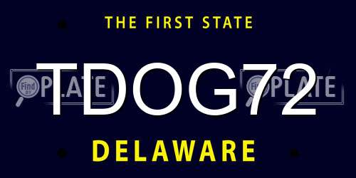 TDOG72 Delaware License Plate