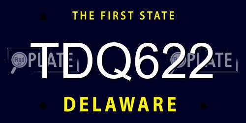 TDQ622 Delaware License Plate