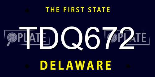 TDQ672 Delaware License Plate