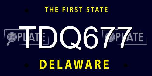 TDQ677 Delaware License Plate