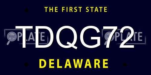 TDQG72 Delaware License Plate