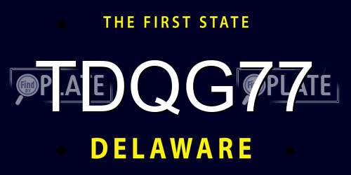 TDQG77 Delaware License Plate