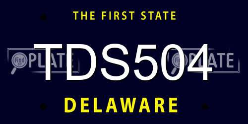 TDS504 Delaware License Plate