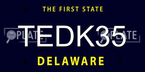 TEDK35 Delaware License Plate