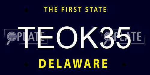TEOK35 Delaware License Plate