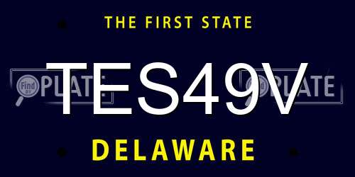 TES49V Delaware License Plate
