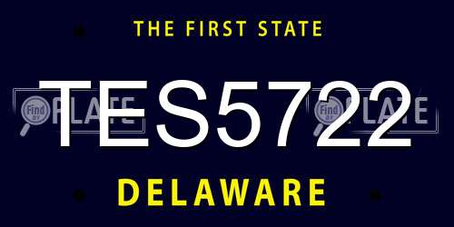 TES5722 Delaware License Plate