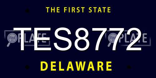 TES8772 Delaware License Plate