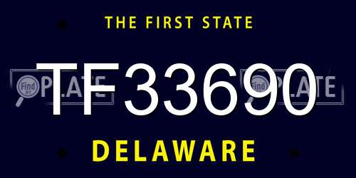 TF33690 Delaware License Plate