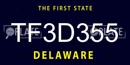 TF3D355 Delaware License Plate