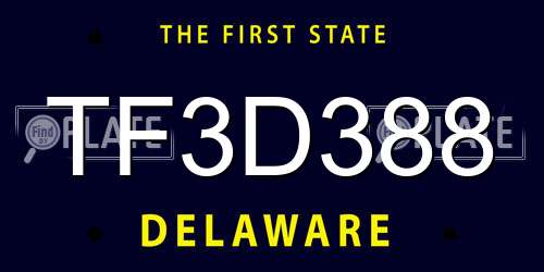 TF3D388 Delaware License Plate