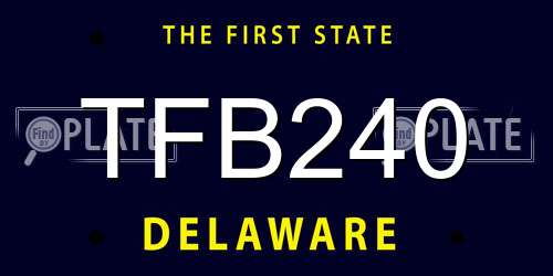 TFB240 Delaware License Plate