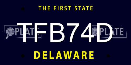 TFB74D Delaware License Plate