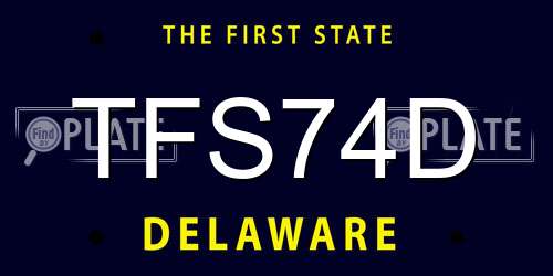 TFS74D Delaware License Plate