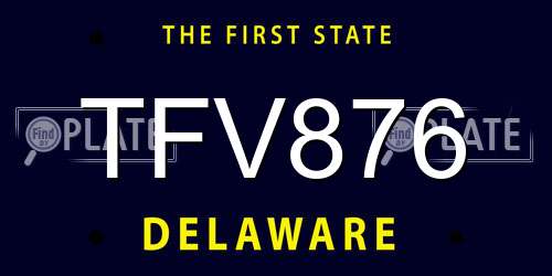 TFV876 Delaware License Plate