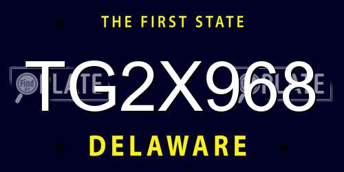 TG2X968 Delaware License Plate