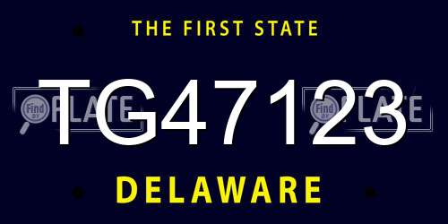 TG47123 Delaware License Plate