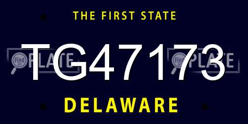 TG47173 Delaware License Plate